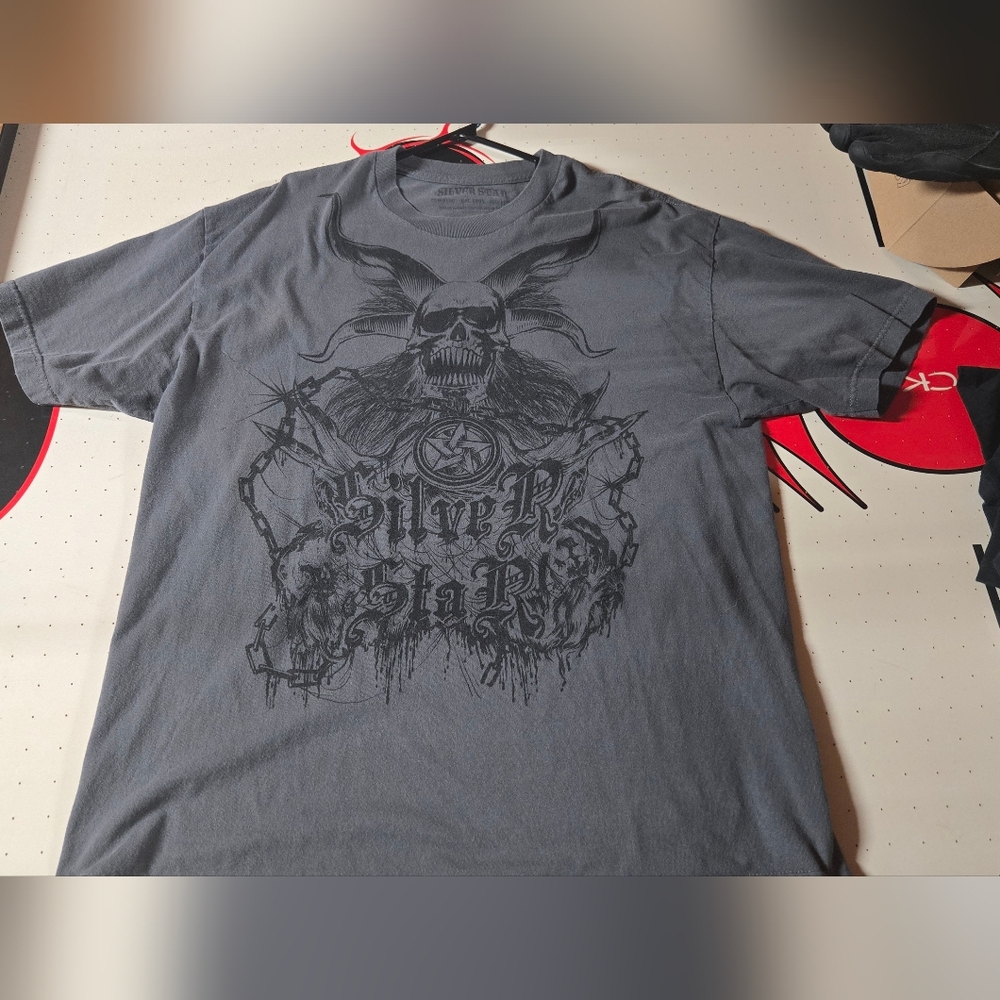 Vintage Silver Star Shirt Skull Y2K